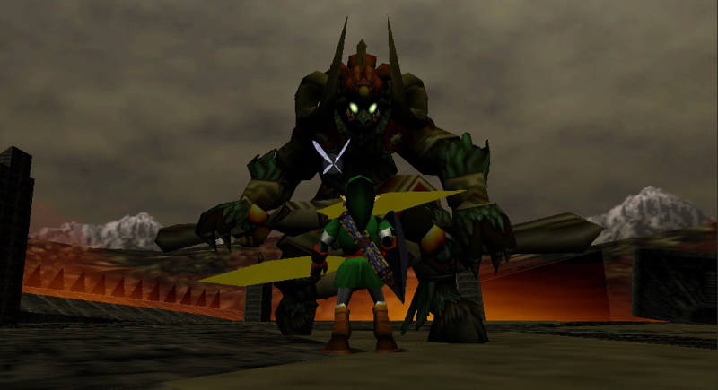 Link Battling Ganon in The Legend of Zelda: Ocarina of Time