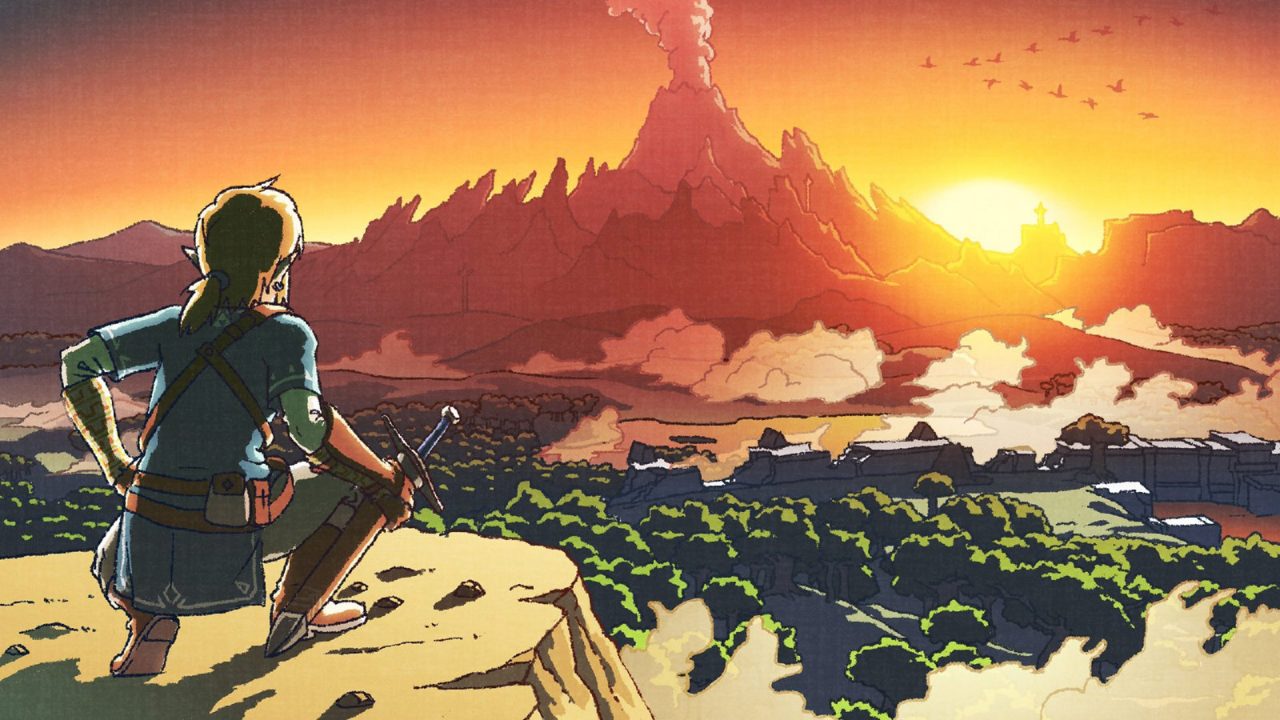 Link on Hyrule Cliffside in The Legend of Zelda Breath of the Wild