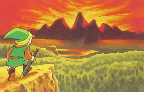 Link on Hyrule Cliffside in The Legend of Zelda