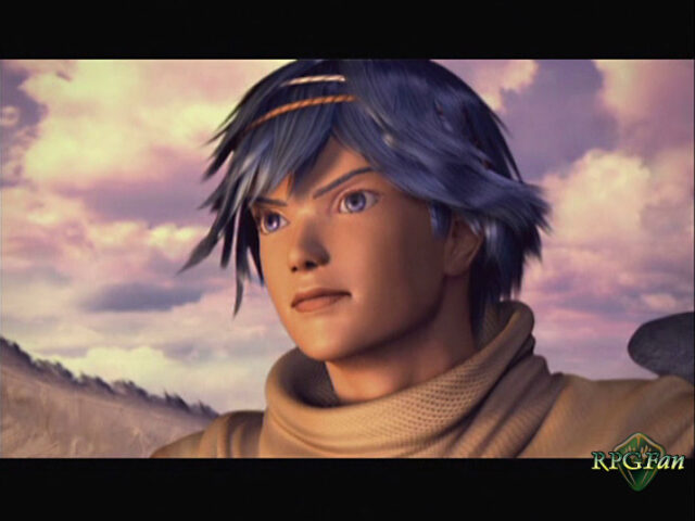 The main protanoist Kalas in the opening FMV of Baten Kaitos: Eternal Wings and the Lost Ocean