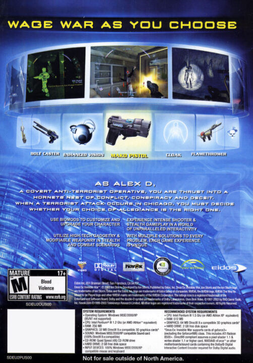Deus Ex Invisible War box usback