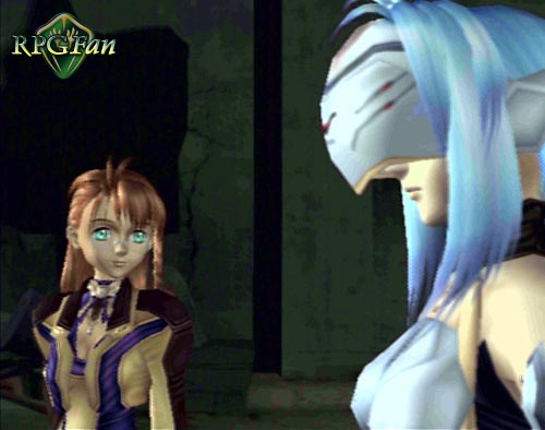 A screenshot of Shion talking to KOS-MOS in Xenosaga Episode I
