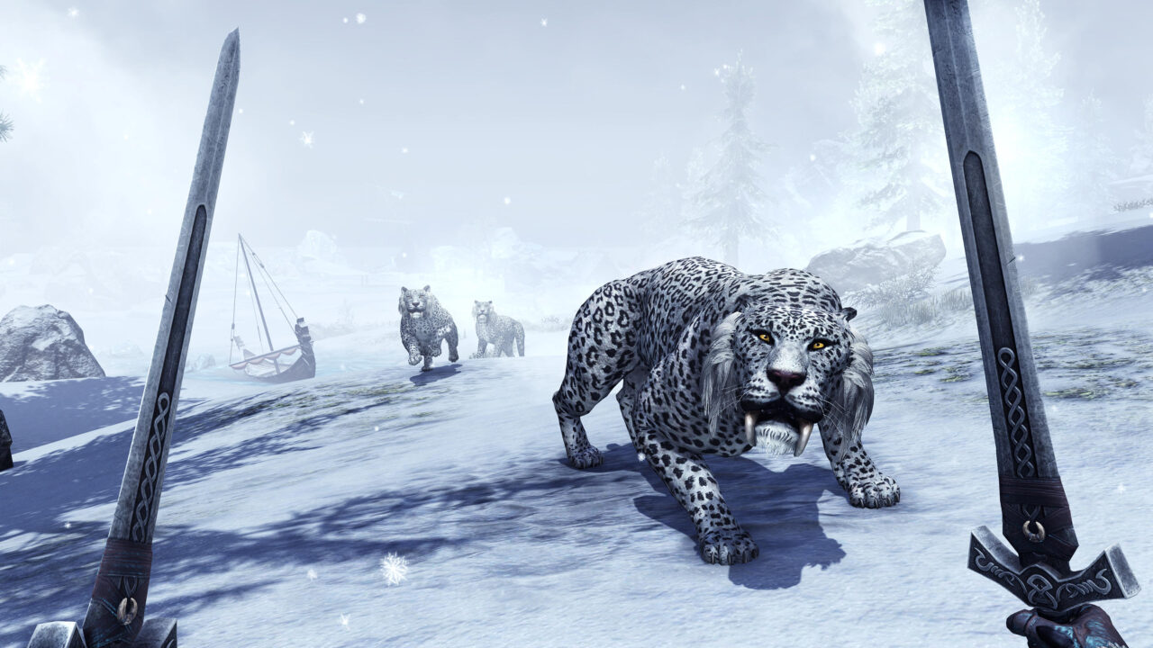 The Elder Scrolls Online Greymoor Screenshot Snowy Sabre Cat