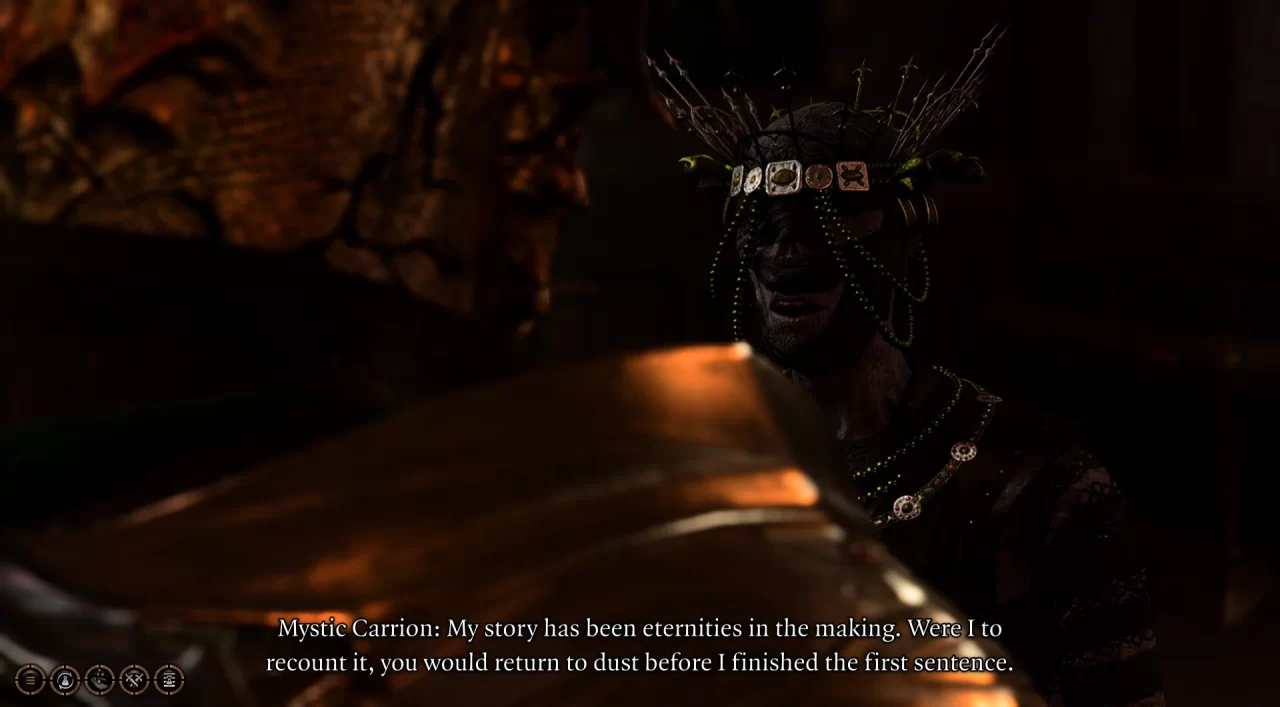 A strange character speaks in Baldur's Gate 3.