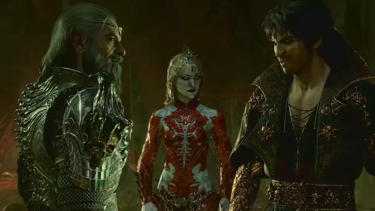 Baldur's Gate III Screenshot of Orin the Red, Lord Enver Gortash, and General Ketheric Thorm