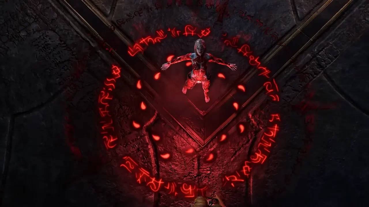 Baldur's Gate III Screenshot of Orin the Red in a glowing red magic circle on the ground