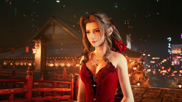 Aerith, dressed up for the evening in Wall Market.