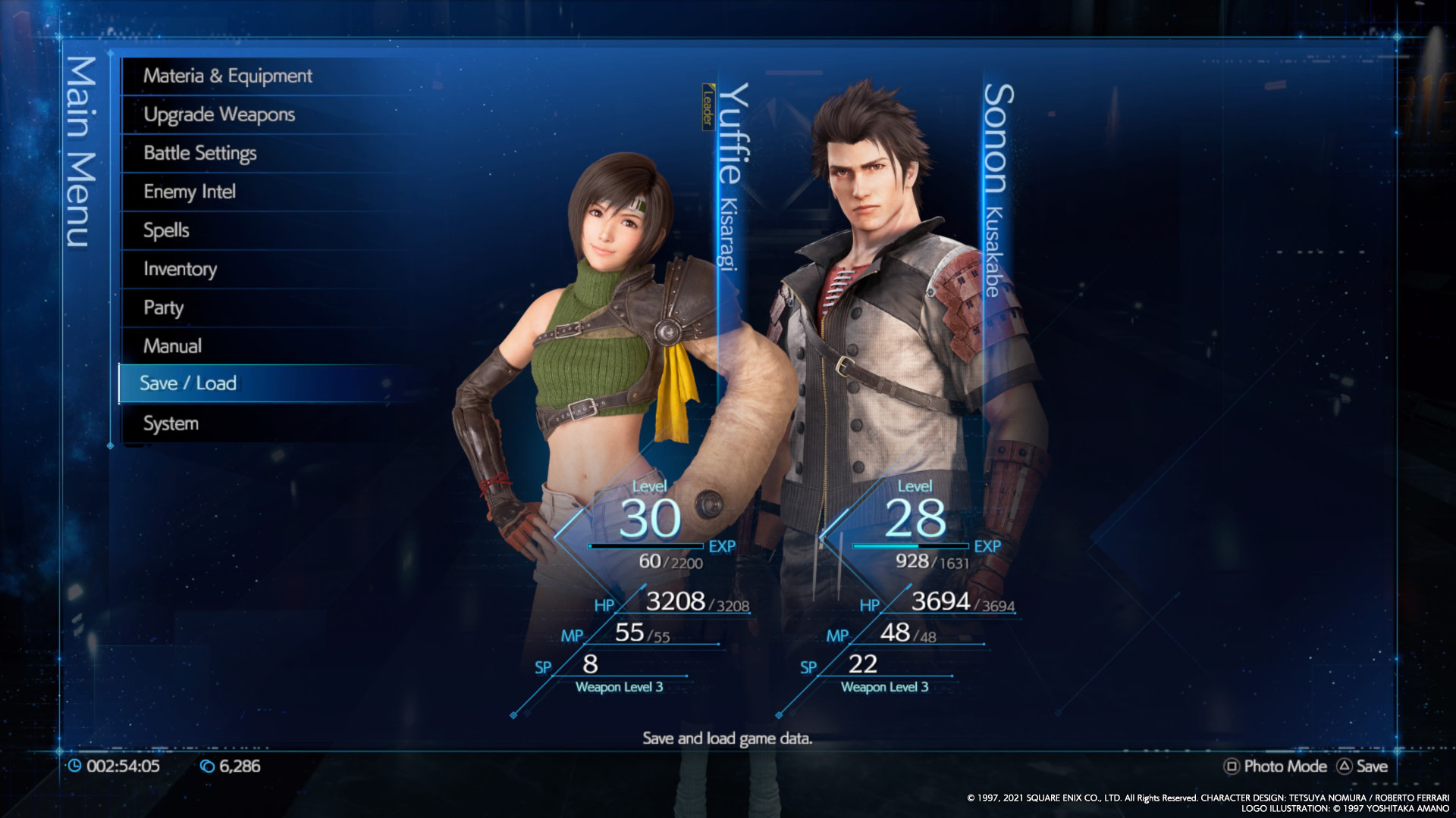 A still of Yuffie and Sonon from the main menu in Final Fantasy VII INTERmission.