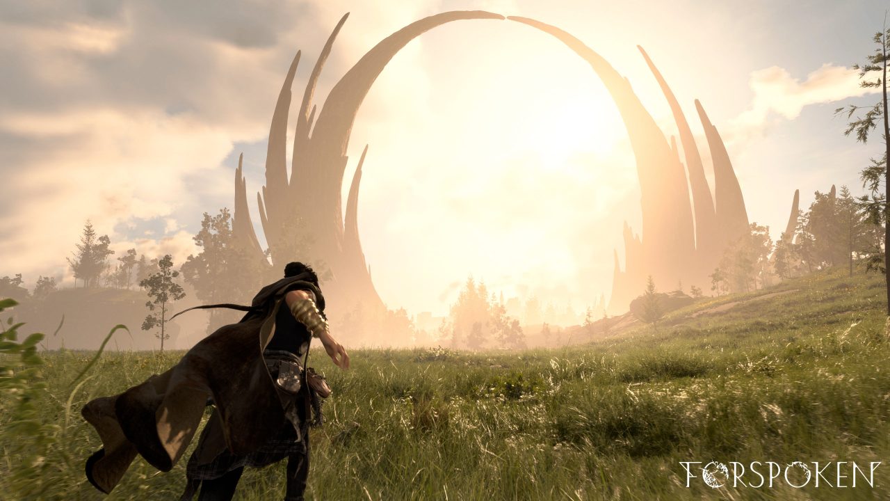 A person running through a field in Forspoken