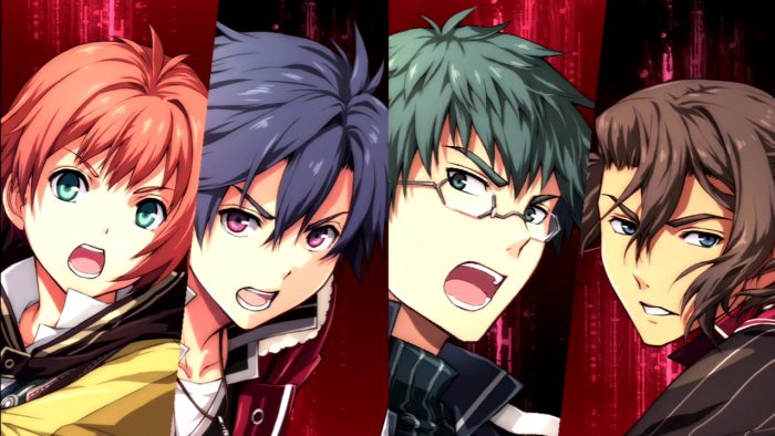 A screenshot of 4 protagonists in anime portraits in Trails of Cold Steel II