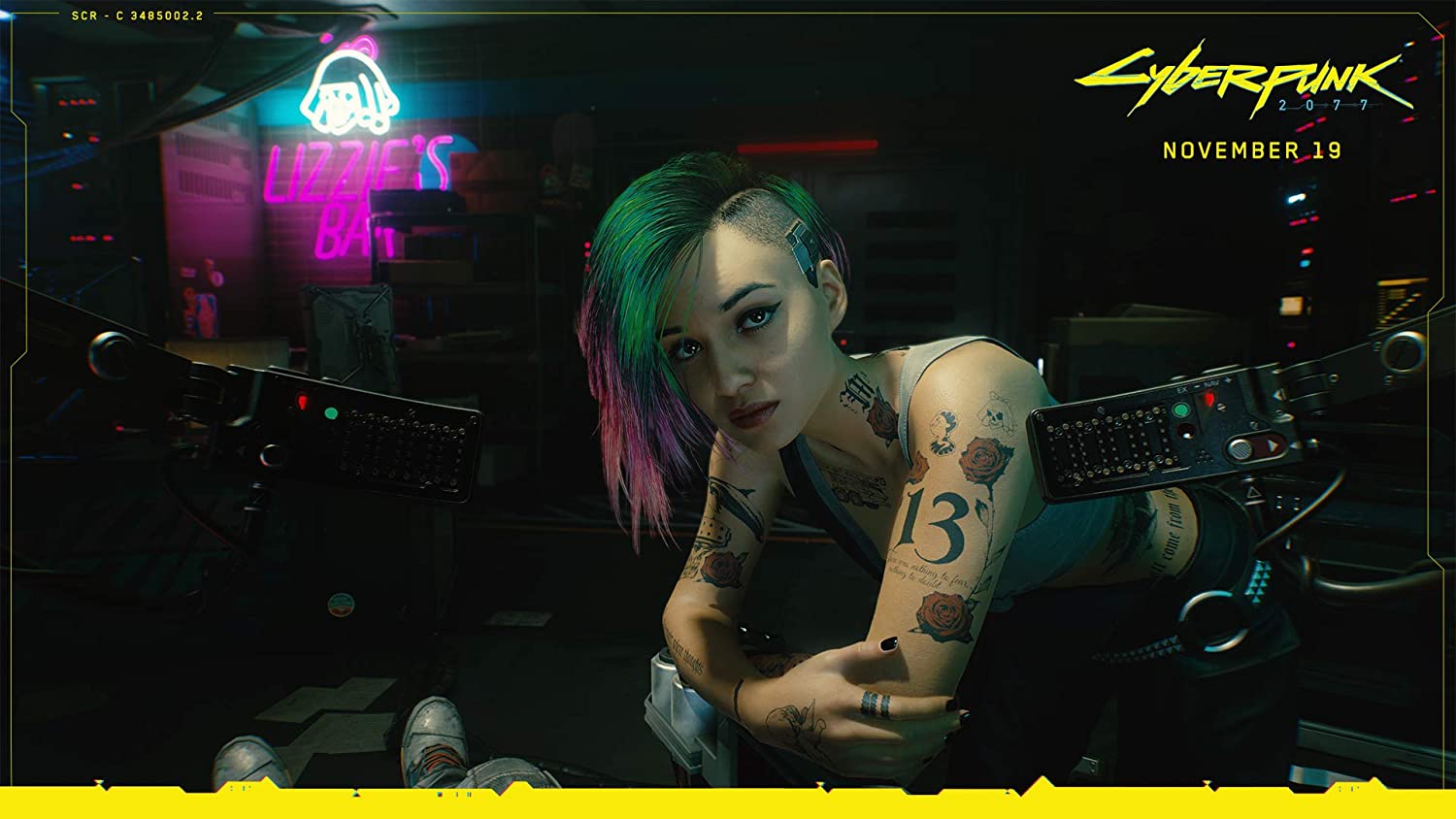 Screenshot From Cyberpunk 2077 Featuring A Green Haired Girl