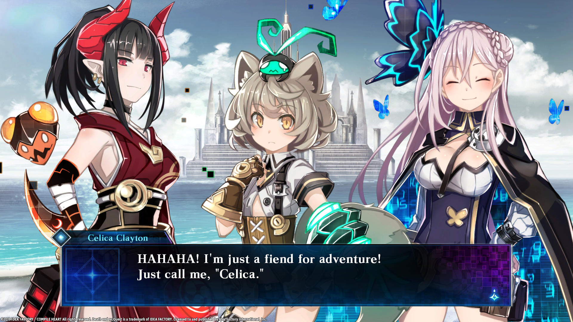 Laughter amid character introduction in Death end re;Quest.