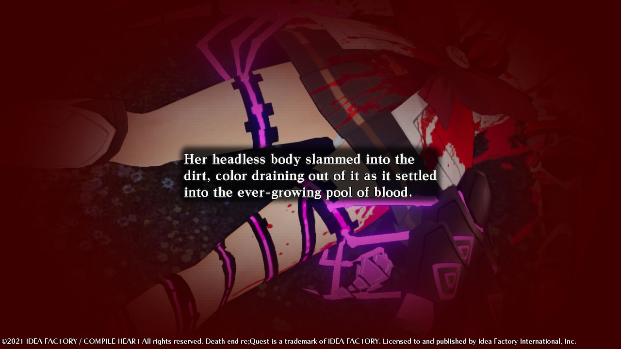 One of Shina's graphic death scenes in Death end re;Quest. 