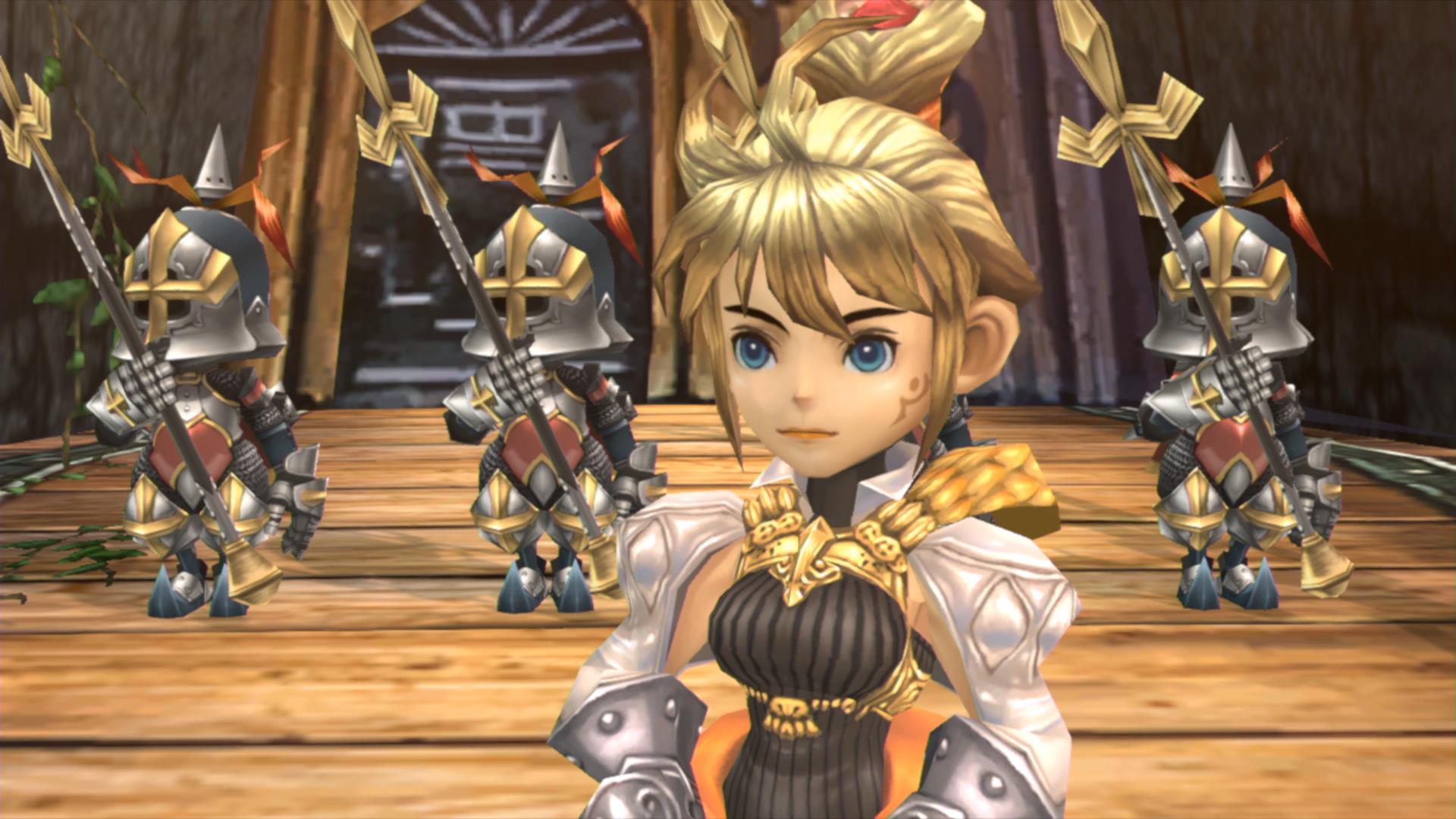 Two characters look off-screen in Final Fantasy Crystal Chronicles Remastered.