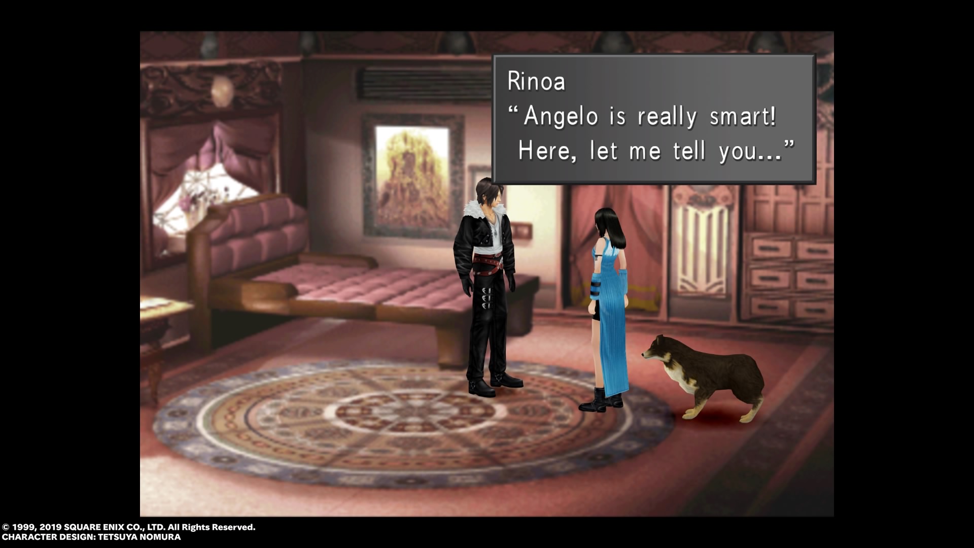 Final Fantasy VIII screenshot where Squall meets Angelo.