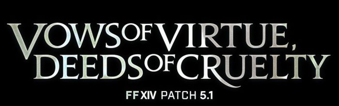 Final Fantasy XIV Shadowbringers Logo Vows of Virtue Deeds of Cruelty