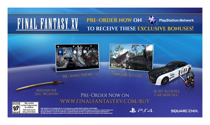 Final Fantasy XV Cover Art PS4 Pre Order Bonuses