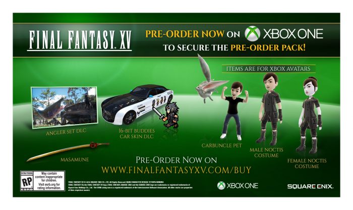 Final Fantasy XV Cover Art XB1 Pre Order Bonuses
