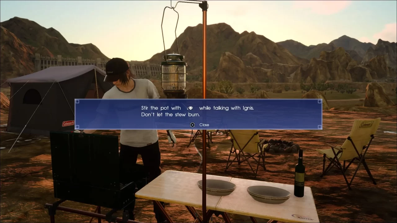 A basic mini-game where Noctis can cook in Ignis' place by rotating the control stick.