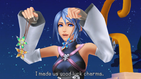 A screenshot of Aqua in Kingdom Hearts Birth by Sleep