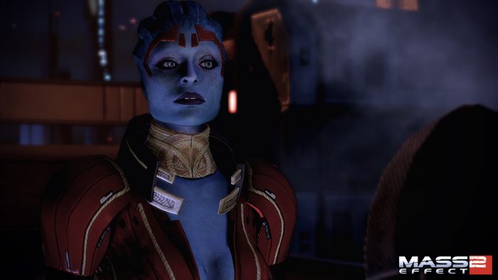 Mass Effect 2 Screenshot of Morinth's mom Samara, perhaps looking skeptical.