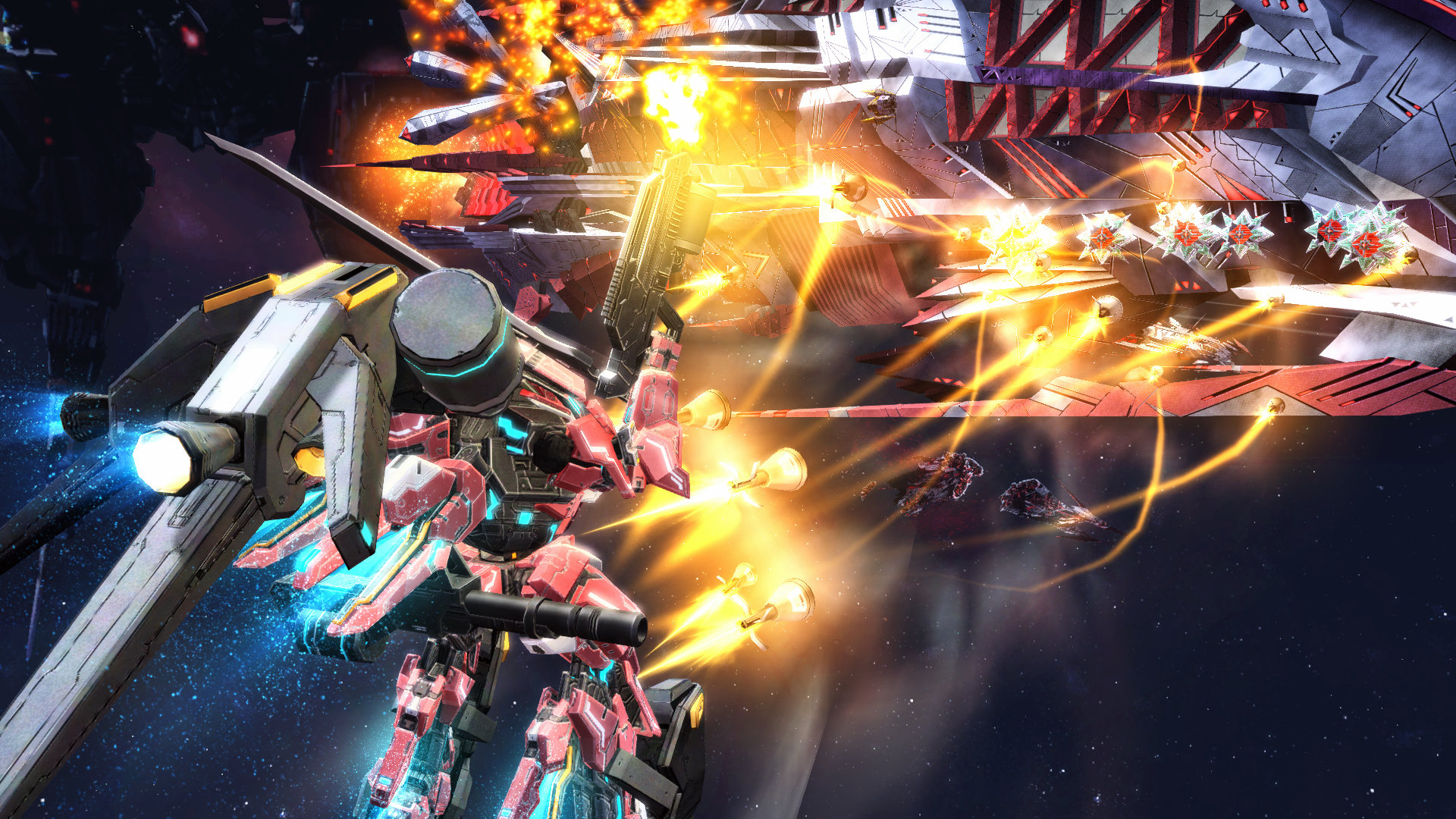 A battle in space in Phantasy Star Online 2 Episode 6