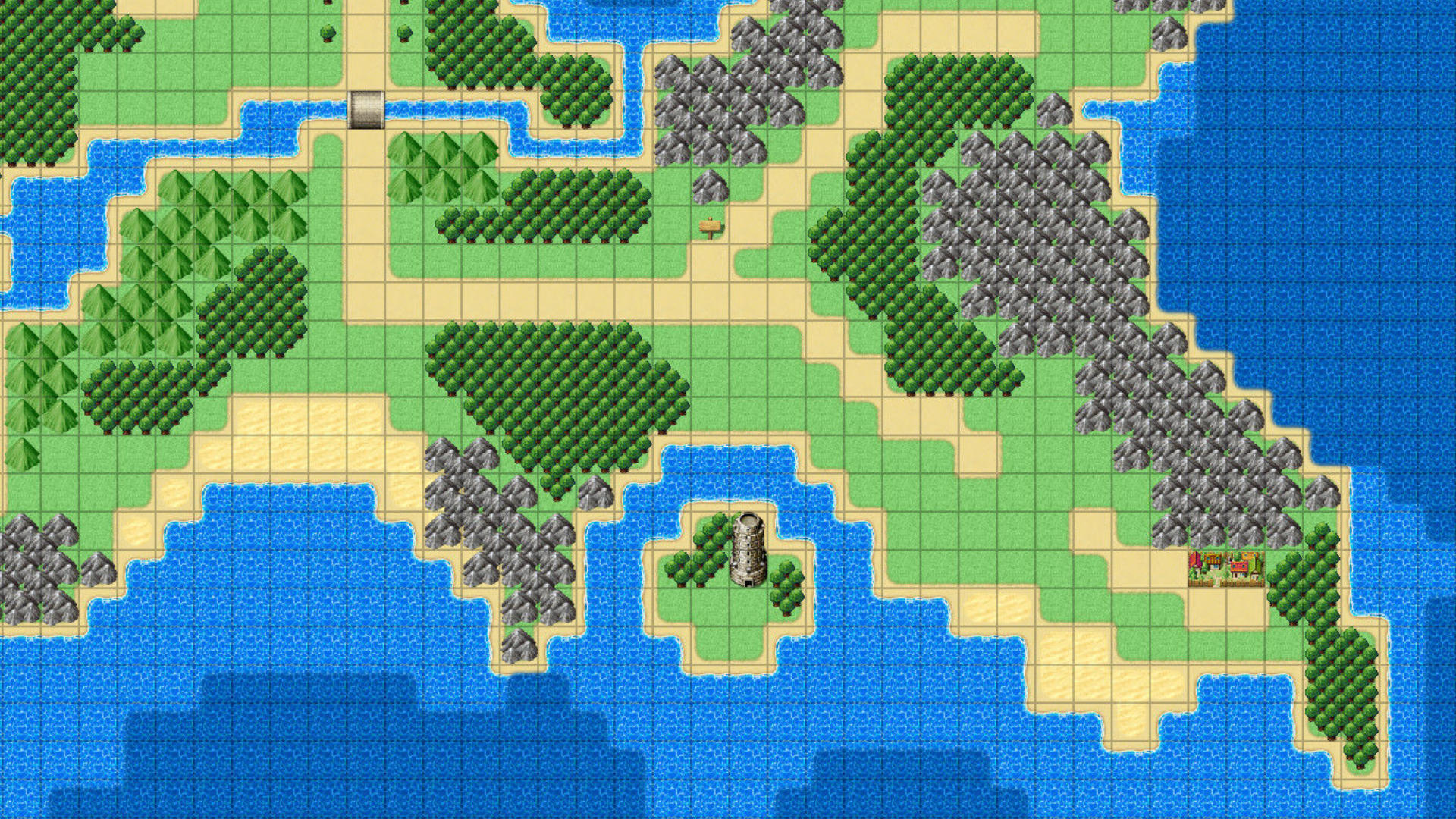 Overhead view of a pixel-based world map