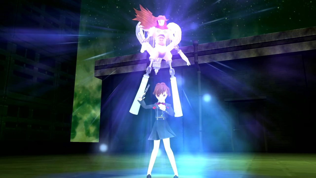 The female protagonist summons something from within in Persona 3 Portable.