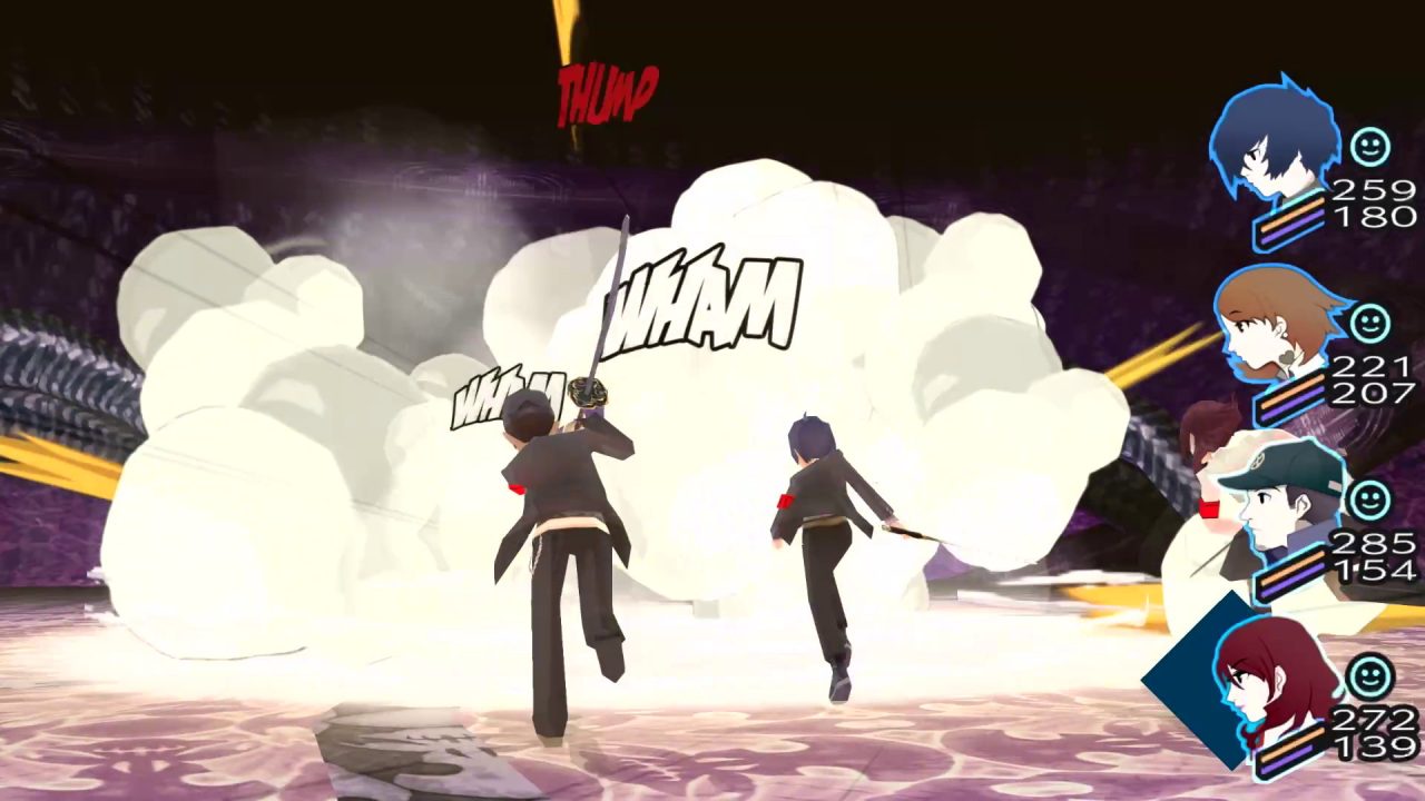 Characters charge into the fray in Persona 3 Portable.