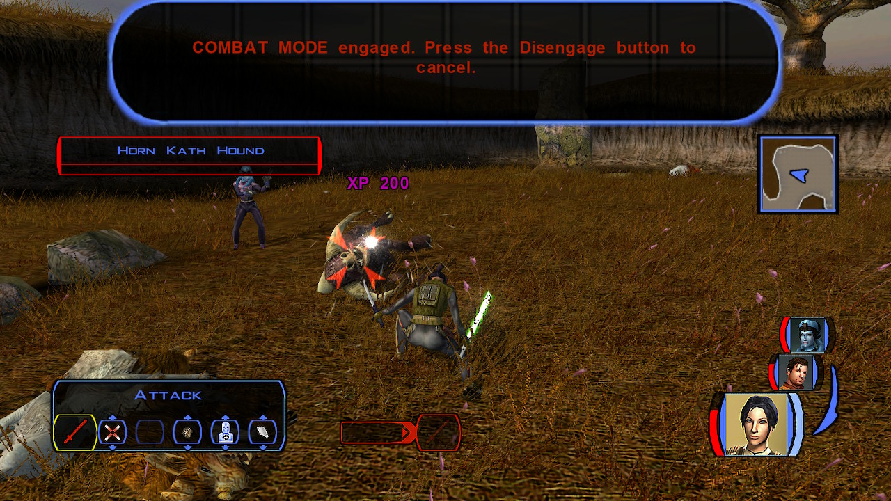 A combat screenshot from the Switch port of Star Wars: Knights of the Old Republic.