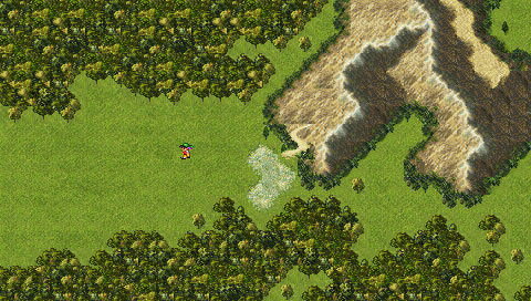 Tir exploring the world map in a screenshot from Suikoden