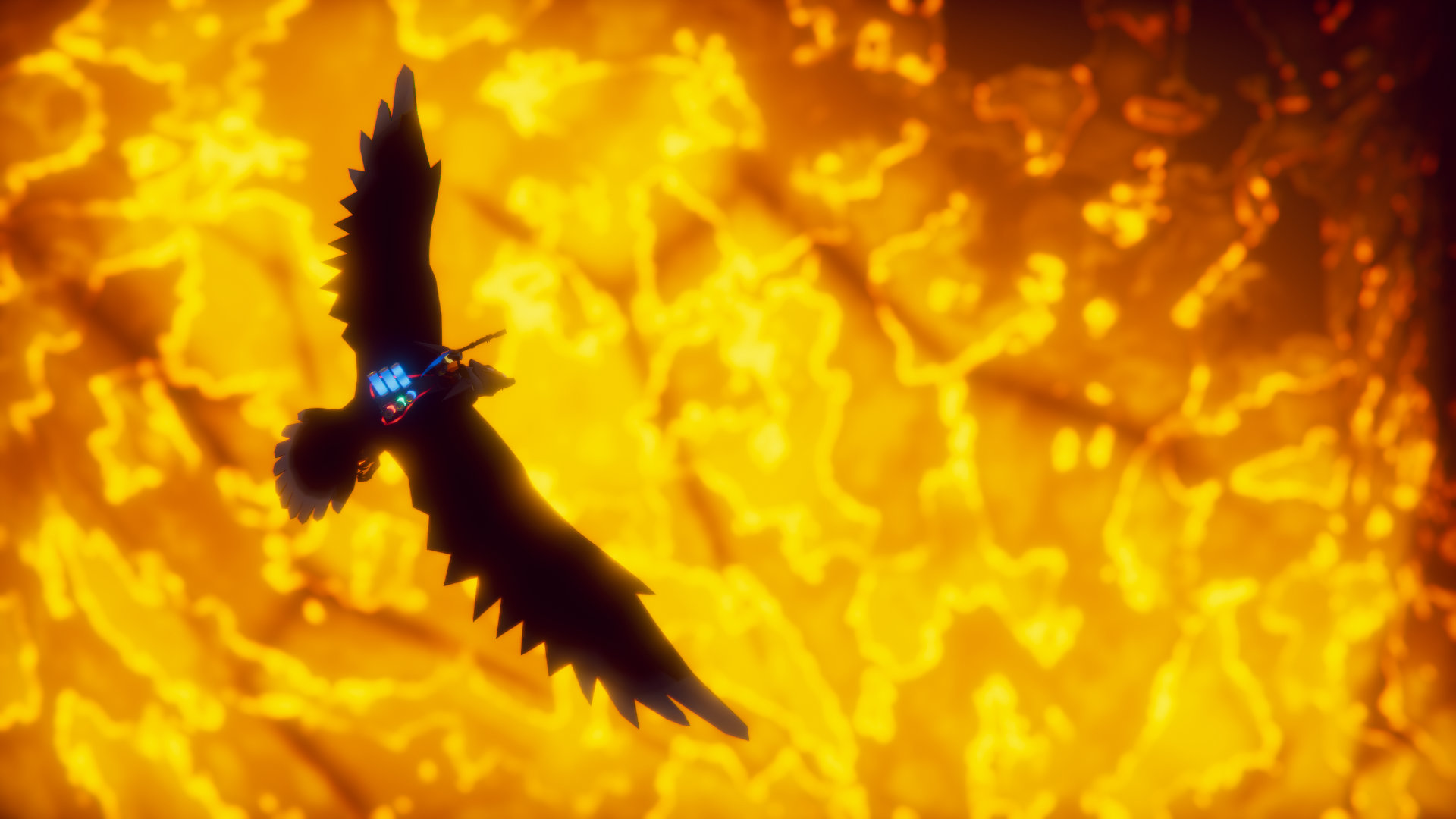 The Falconeer Screenshot of Flying Over Flames