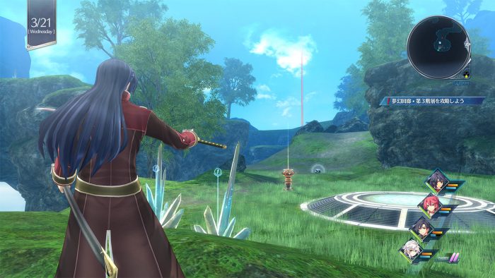Arios MacLaine is pointing his blade toward the open field in Hajimari no Kiseki, or Trails into Reverie.