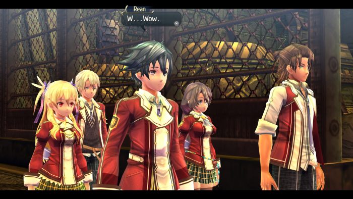 A screenshot of Rean and his classmates in Trails of Cold Steel