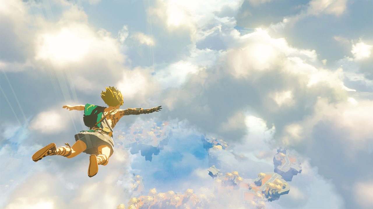 Link falling through the air in The Legend of Zelda: Tears of the Kingdom