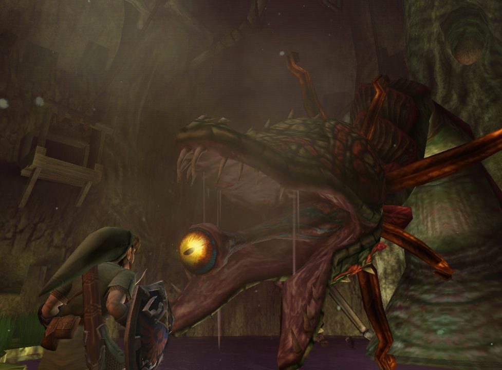 Link fighting Diababa in The Legend of Zelda: Twilight Princess.