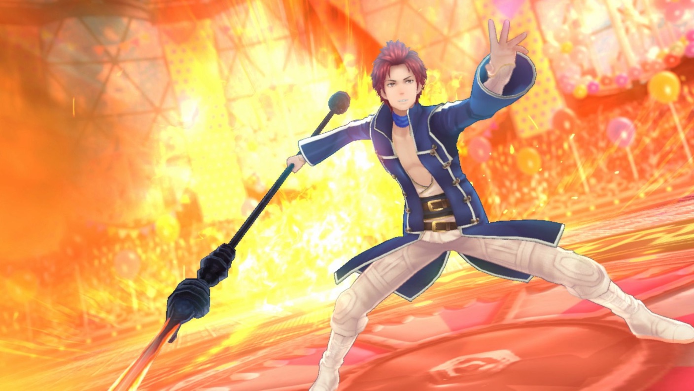 Man with read hair poses, ready for battle.
