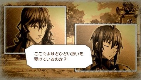 Valkyria Chronicles 3 screenshot with two manga-style panes of characters speaking to each other