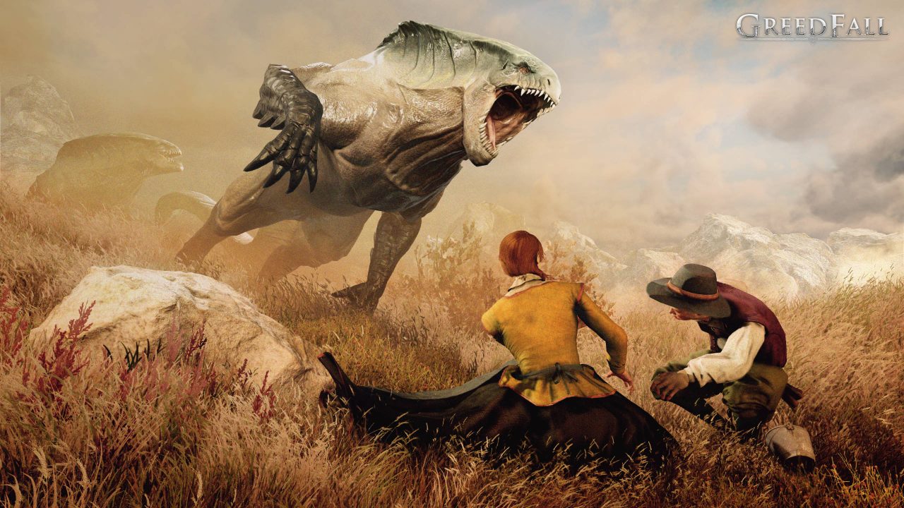 Screenshot From GreedFall Featuring A Vicious Monster Attacking Someone