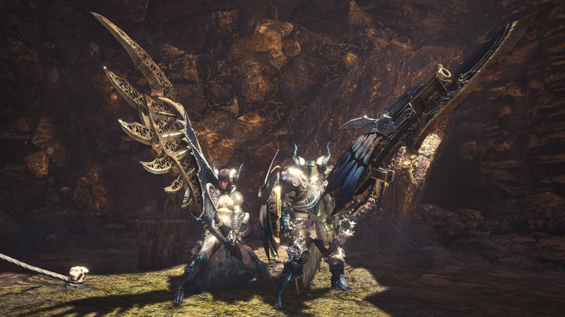 A showcase of monster armor and weapons.