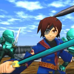 Vyse taking on the Valuan Armada in Skies of Arcadia