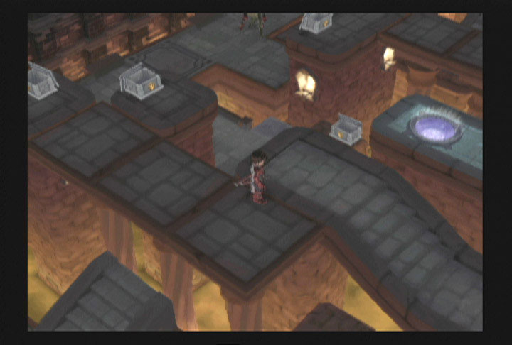 A player using the Sorceror's Ring to navigate a dungeon and solve puzzles in Tales of Symphonia.