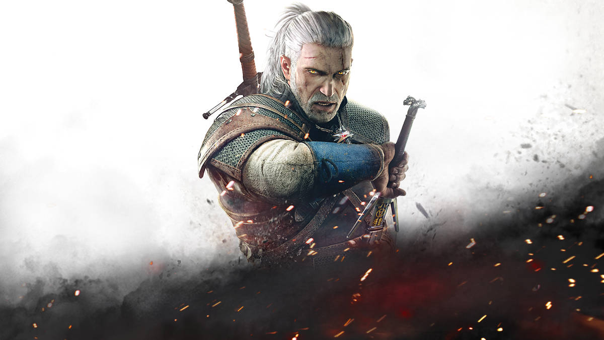 Artwork From The Witcher 3 Featuring Geralt Of Rivia Looking Angry And Holding A Sword