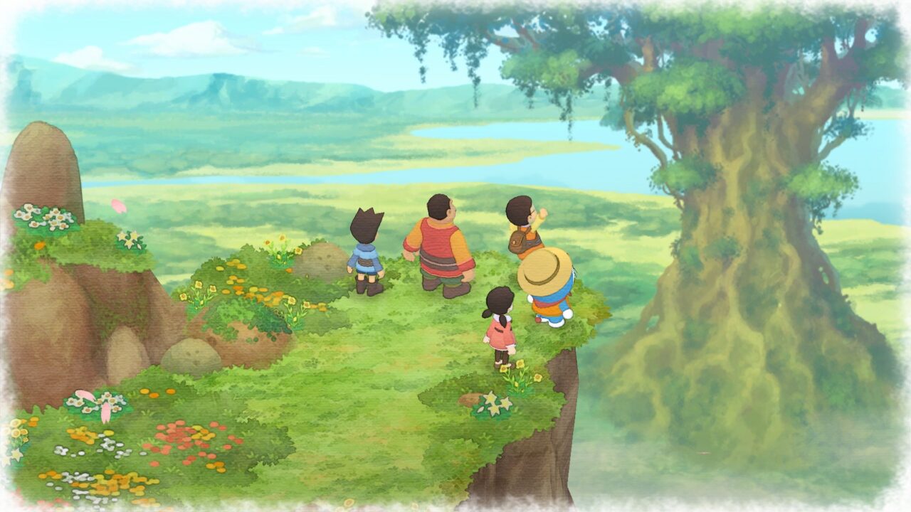 A cast screenshot from Doraemon Story of Seasons.