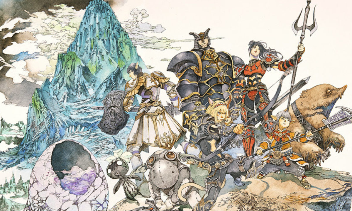 Heroes assembled in a Final Fantasy XI concept art sketch.