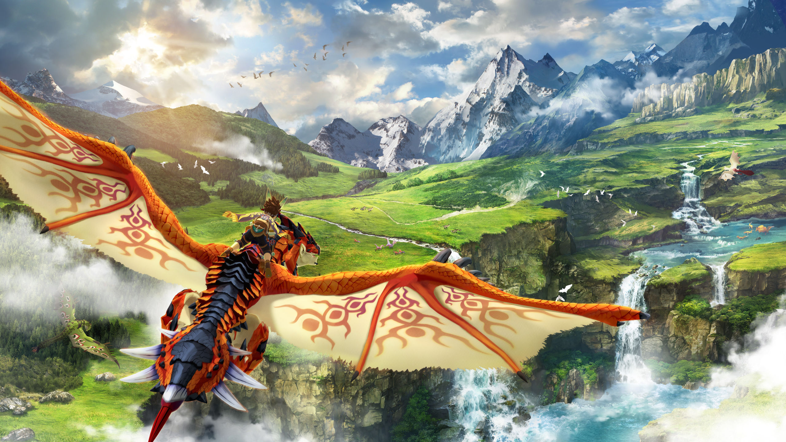 A Rider takes flight in the key art for Monster Hunter Stories 2: Wings of Ruin, coming to Nintendo Switch and Windows PC Via Steam this July.