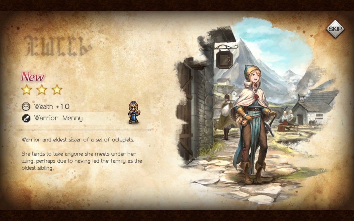 A character description screenshot from Octopath Traveler: Champions of the Continent.