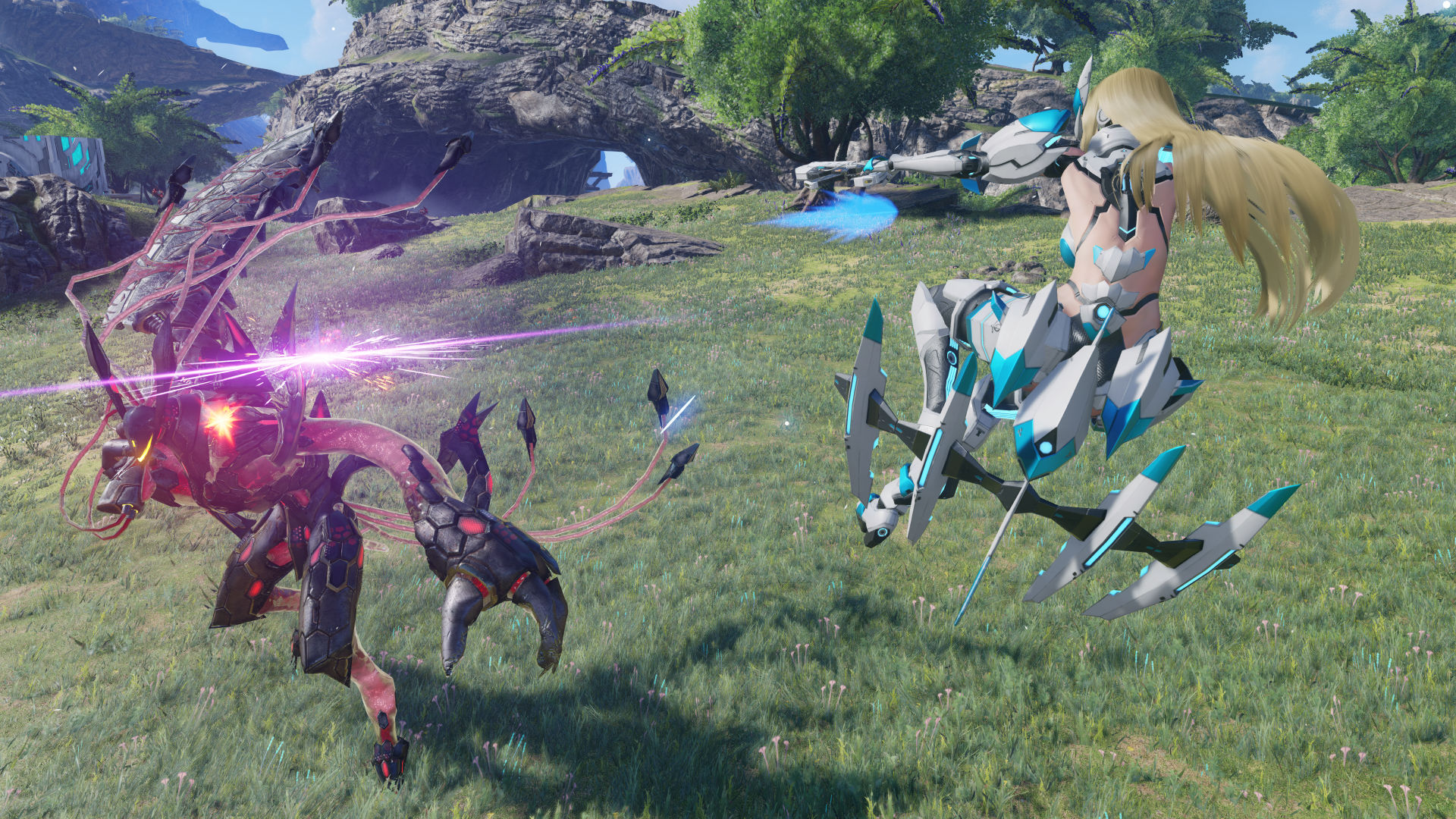 The player shooting enemies in Phantasy Star Online 2 New Genesis.