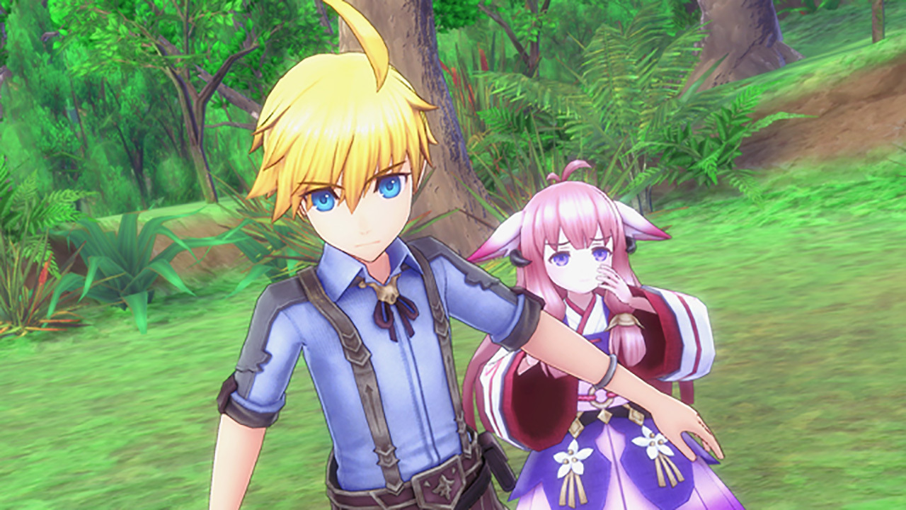 Screenshot From Rune Factory 5 Featuring A Character Shielding Someone From Harm