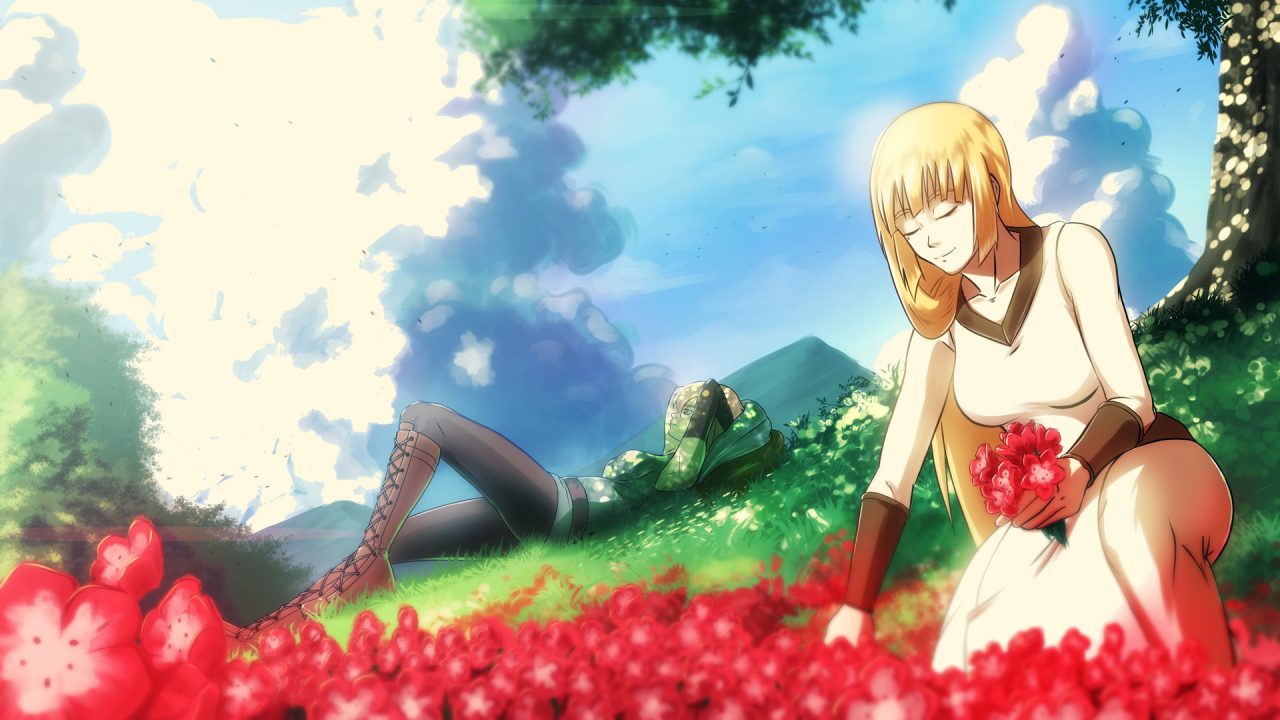 Tama and Koko, the protagonists of Sword of the Necromancer, enjoying a clear and sunny day together.